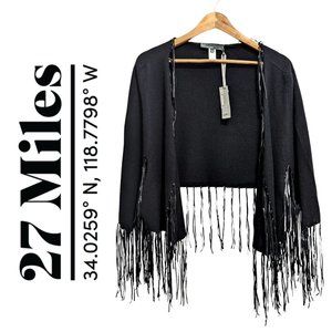 REVOLVE 100% Cashmere Cape Trime Genuine Leather